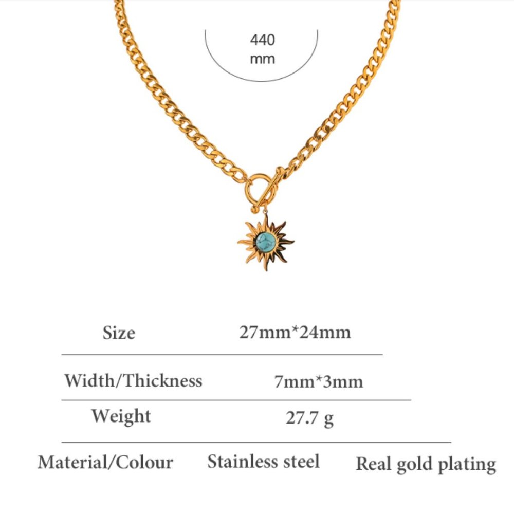 SALE!!  18K gold Sun Flower Pendant Necklace Stainless Steel - Picture 7 of 7